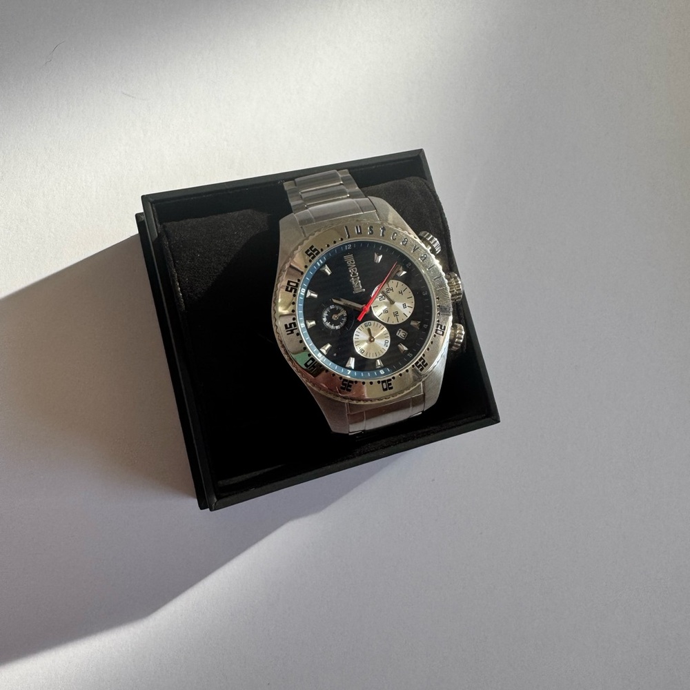 Just Cavalli Silver and Black Men's Watch
